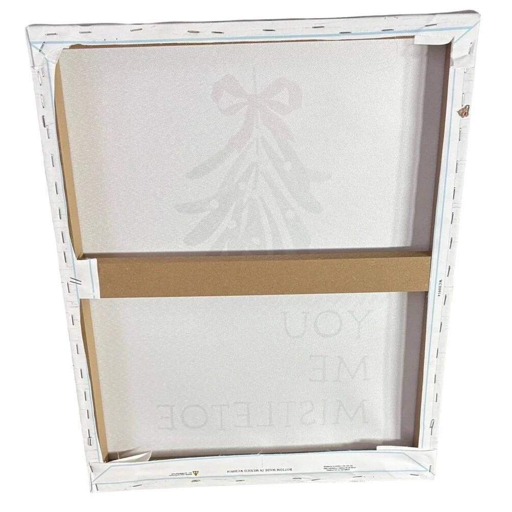 Festive Canvas Mistletoe Wall Art w/Red Bow Painted‎ 20